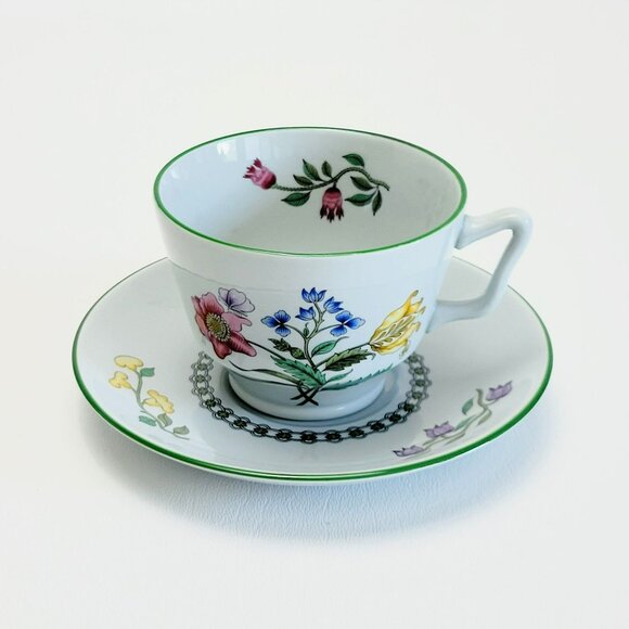 Spode Summer Palace Stoneware Cup & Saucer 2 Sets Multicolor Floral Discontinued - Picture 3 of 12